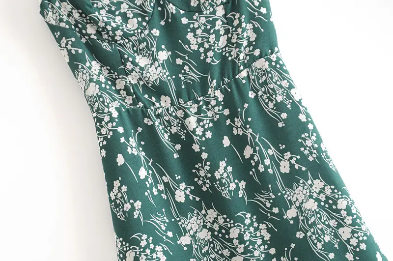 Green Floral Ruffled Dress for Women Spring New - Image 4