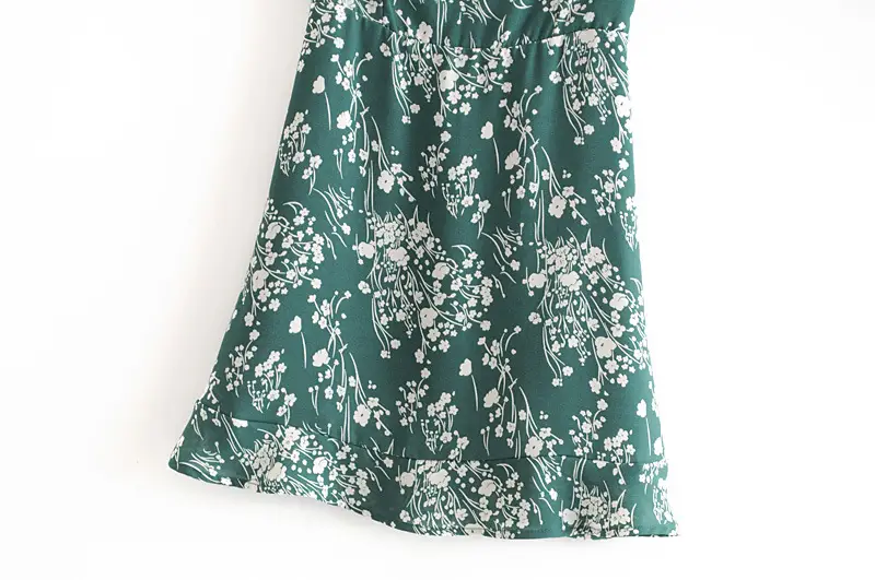 Green Floral Ruffled Dress for Women Spring New - Image 5