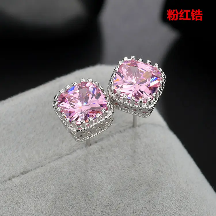 Korean Square Diamond Zircon Earrings for Women