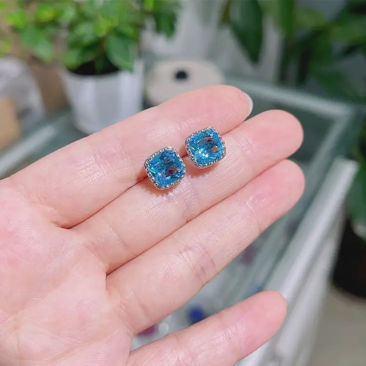 Korean Square Diamond Zircon Earrings for Women