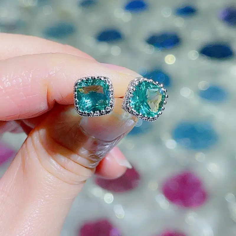 Korean Square Diamond Zircon Earrings for Women