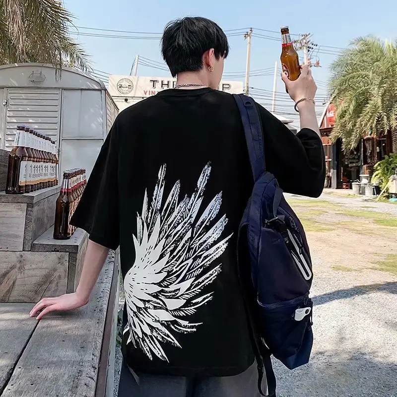 Men Wings Printed T-Shirt Set Summer Casual Wear
