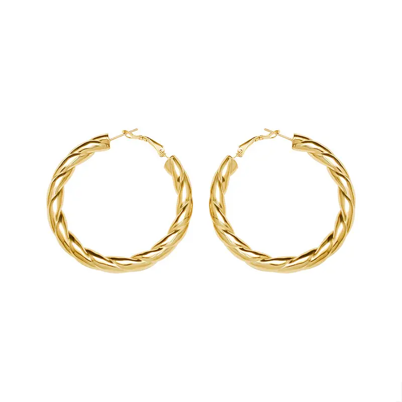 French Style Hollow Gold Earrings with Titanium Plated - Image 11