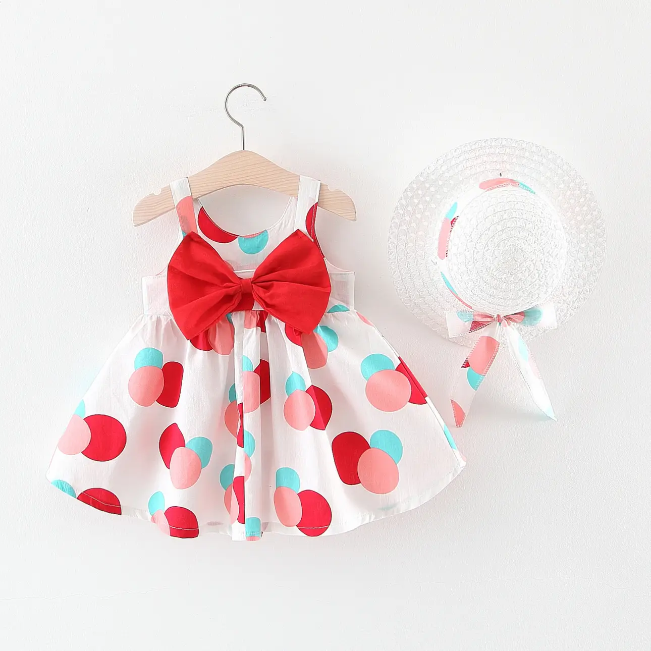 Girls Strawberry Printed Cotton Dress Set - Image 11