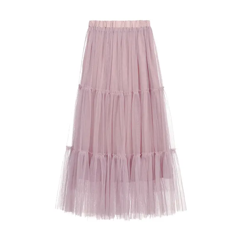 Spring Women's Mesh Pleated Fairy Skirt Large Swing Mid-Length - Image 10
