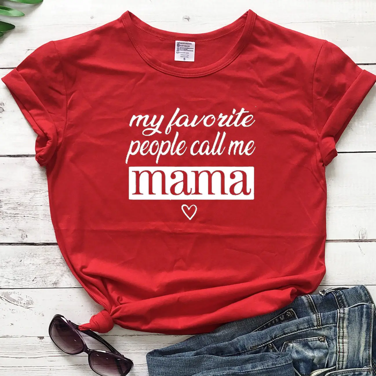 Pink T-Shirt with "My Favorite People Call Me Mama" Design - Image 8