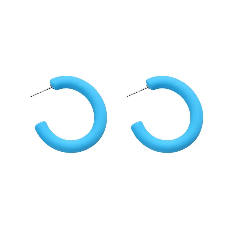 S925 Silver Needle Korean Acrylic Frosted Color Earrings for Women - Image 35