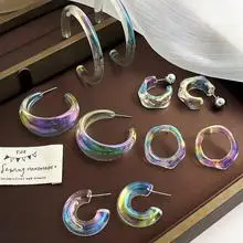 S925 Silver Needle Korean Acrylic Frosted Color Earrings for Women — feature 31