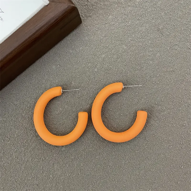 S925 Silver Needle Korean Acrylic Frosted Color Earrings for Women - Image 10
