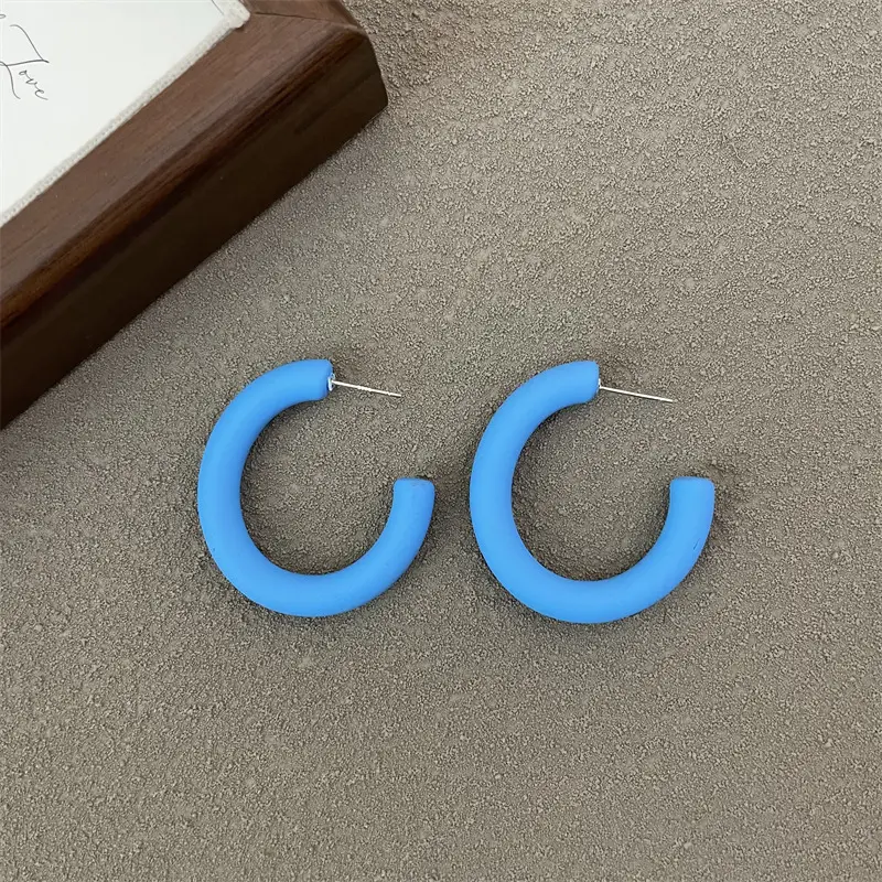 S925 Silver Needle Korean Acrylic Frosted Color Earrings for Women - Image 11