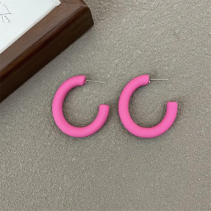 S925 Silver Needle Korean Acrylic Frosted Color Earrings for Women - Image 12