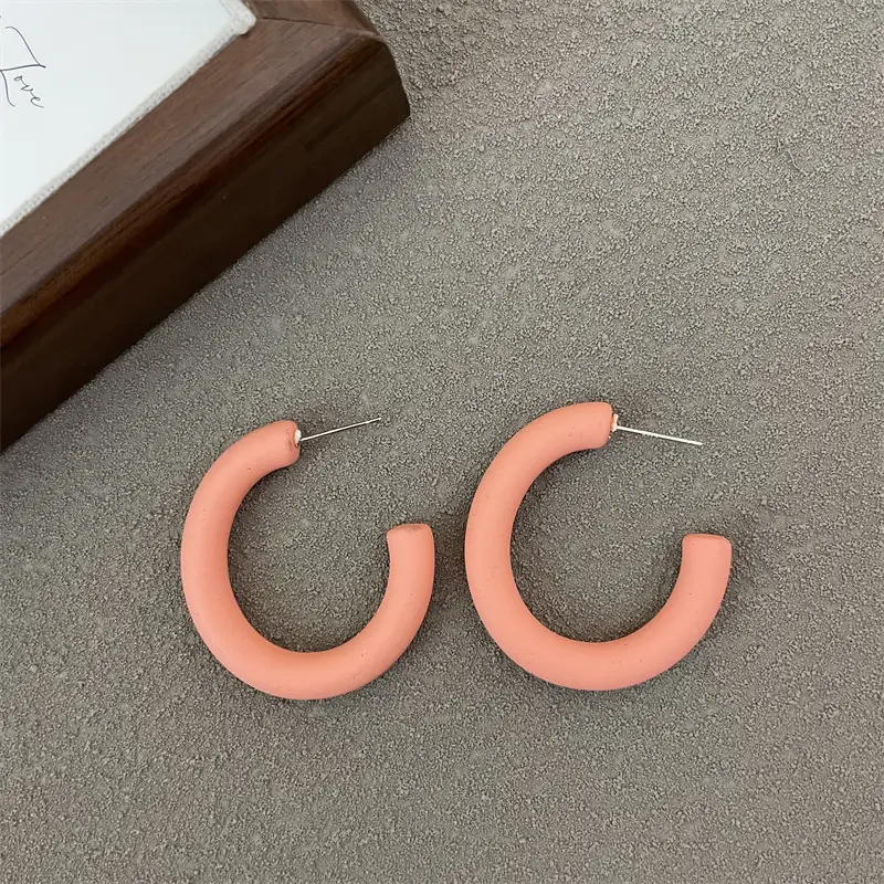 S925 Silver Needle Korean Acrylic Frosted Color Earrings for Women - Image 13