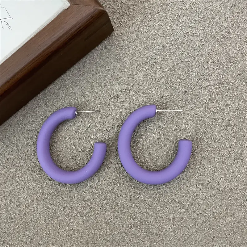 S925 Silver Needle Korean Acrylic Frosted Color Earrings for Women - Image 14