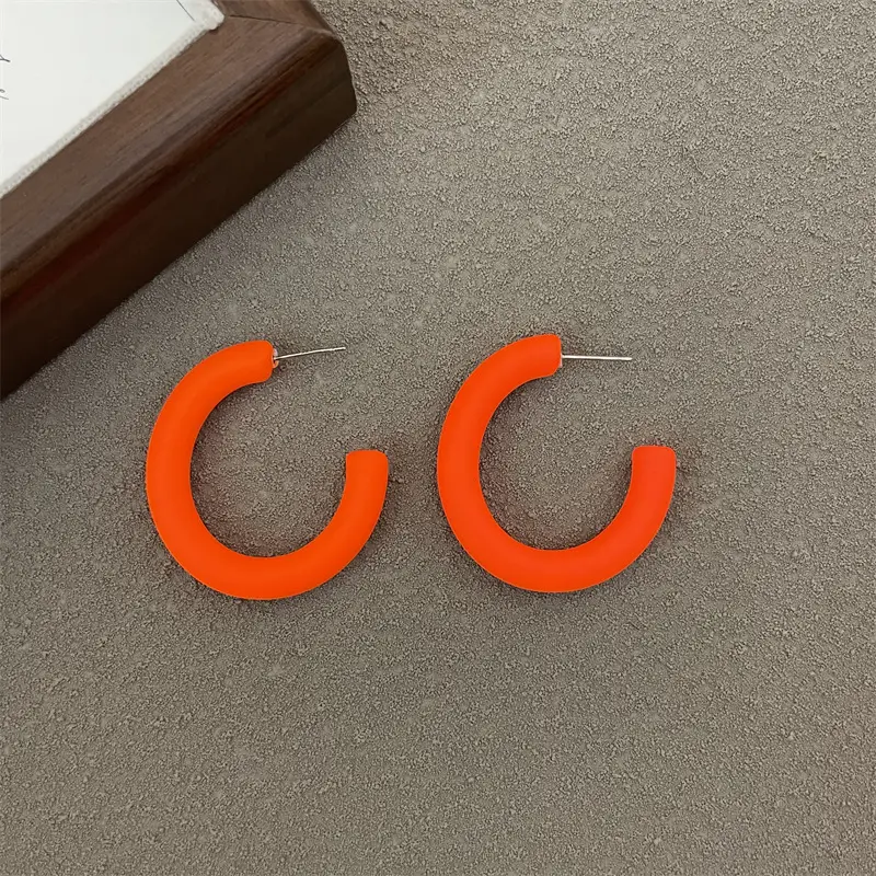 S925 Silver Needle Korean Acrylic Frosted Color Earrings for Women - Image 2