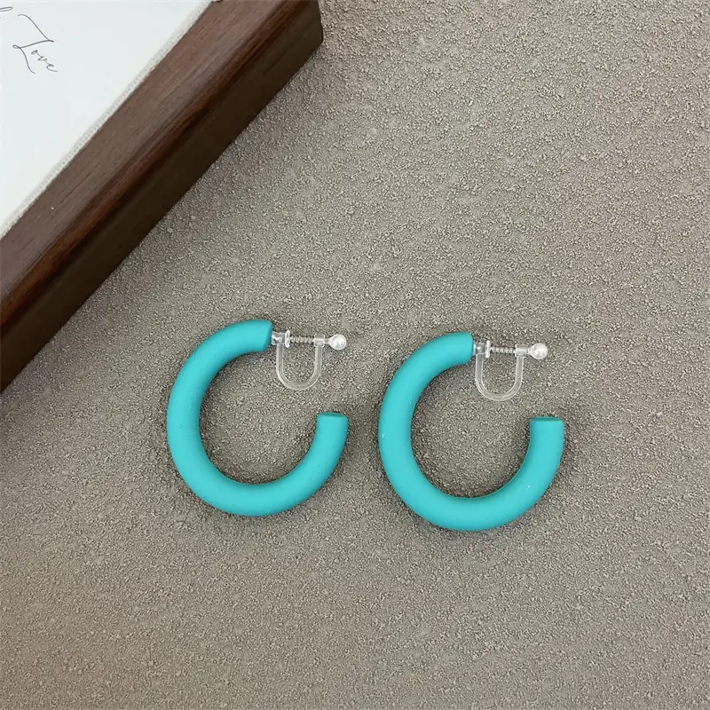 S925 Silver Needle Korean Acrylic Frosted Color Earrings for Women - Image 22