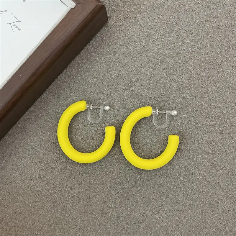 S925 Silver Needle Korean Acrylic Frosted Color Earrings for Women - Image 23