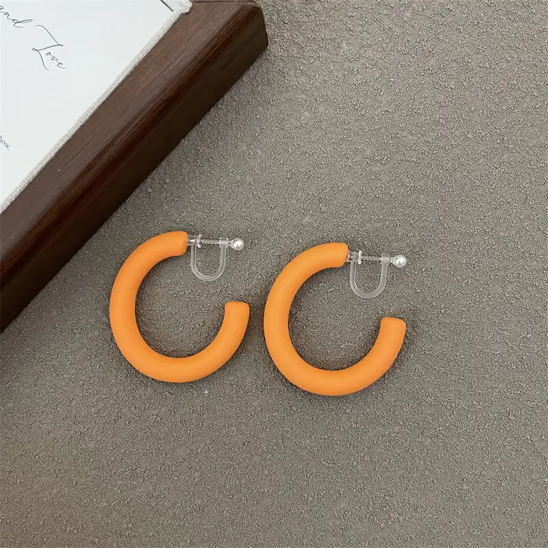 S925 Silver Needle Korean Acrylic Frosted Color Earrings for Women - Image 24