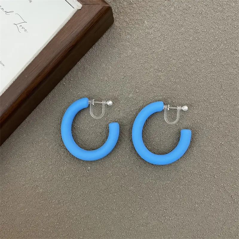 S925 Silver Needle Korean Acrylic Frosted Color Earrings for Women - Image 25