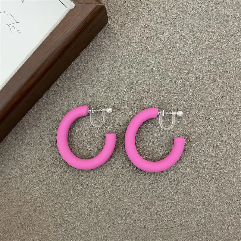 S925 Silver Needle Korean Acrylic Frosted Color Earrings for Women - Image 26