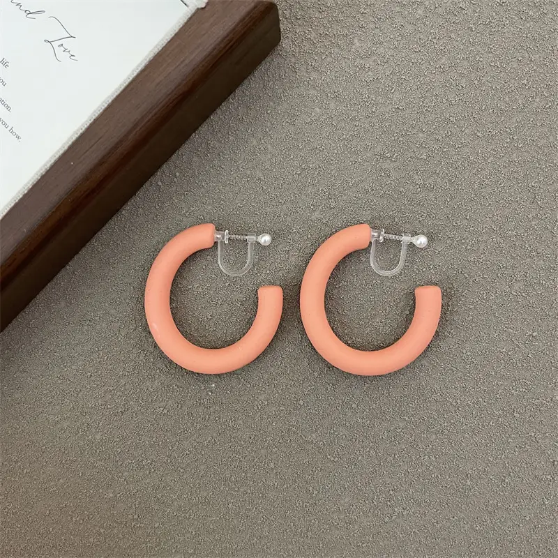 S925 Silver Needle Korean Acrylic Frosted Color Earrings for Women - Image 27