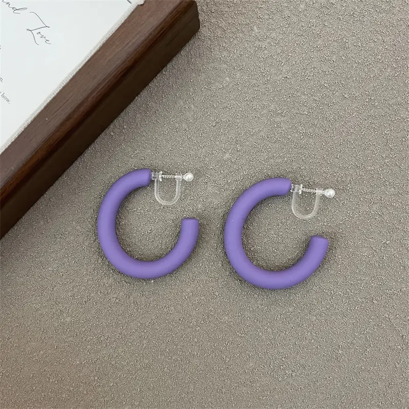 S925 Silver Needle Korean Acrylic Frosted Color Earrings for Women - Image 28