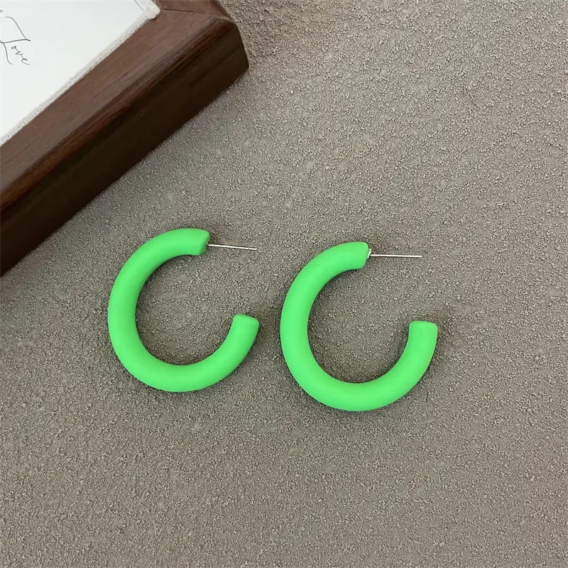 S925 Silver Needle Korean Acrylic Frosted Color Earrings for Women - Image 3