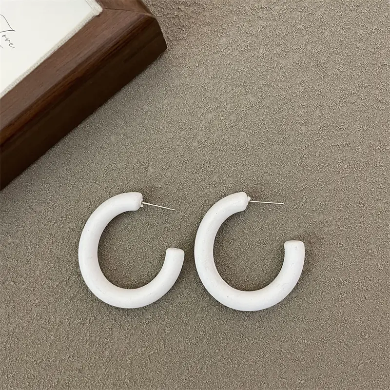 S925 Silver Needle Korean Acrylic Frosted Color Earrings for Women - Image 5