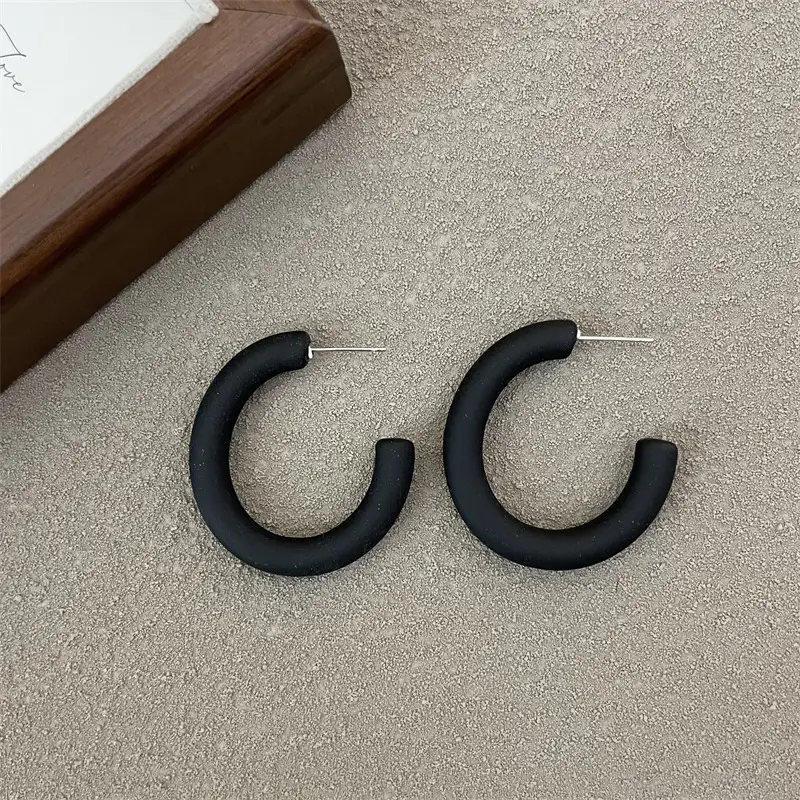 S925 Silver Needle Korean Acrylic Frosted Color Earrings for Women - Image 6