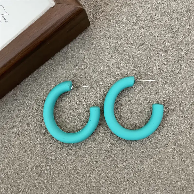 S925 Silver Needle Korean Acrylic Frosted Color Earrings for Women - Image 8
