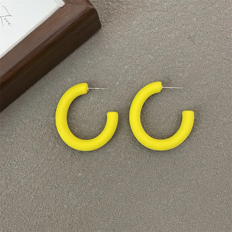 S925 Silver Needle Korean Acrylic Frosted Color Earrings for Women - Image 9