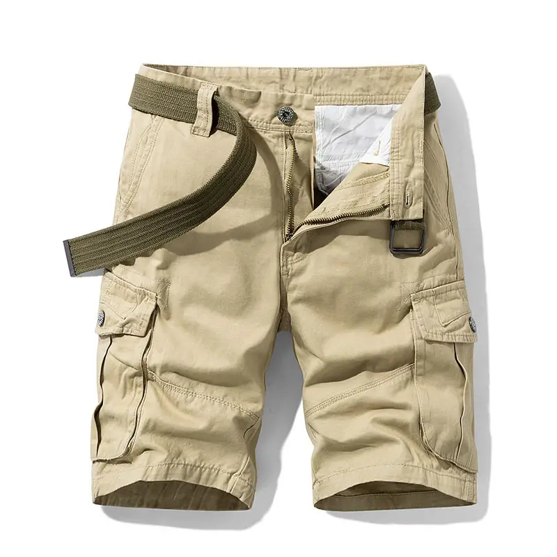 Men's Tan Multi-Pocket Cargo Shorts Summer Casual Wear
