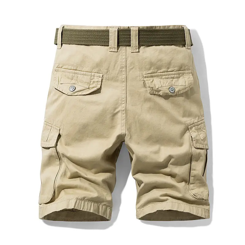 Men's Tan Multi-Pocket Cargo Shorts Summer Casual Wear
