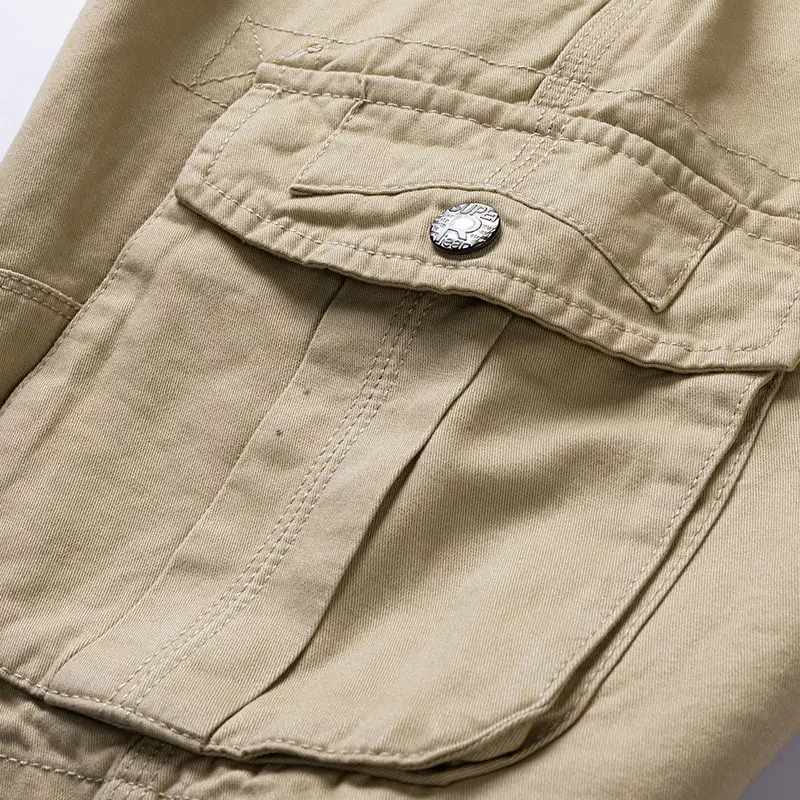 Men's Tan Multi-Pocket Cargo Shorts Summer Casual Wear