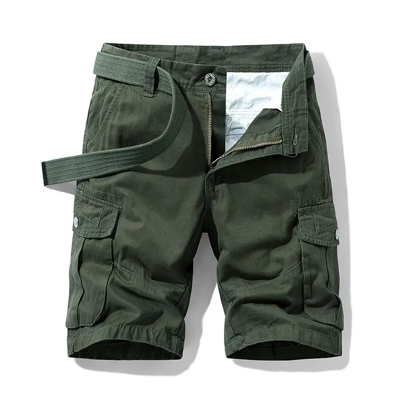 Men's Tan Multi-Pocket Cargo Shorts Summer Casual Wear