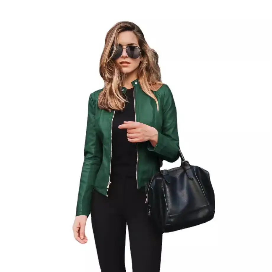 Women's Leather PU Jacket Black Topset with Handbag - Image 17
