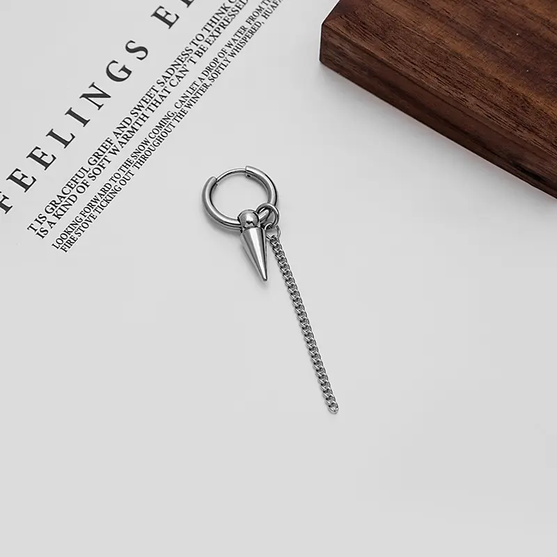 Stainless Steel Punk Tassel Ear Buckle Stud