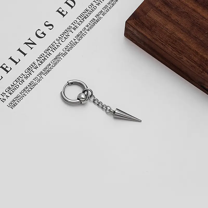 Stainless Steel Punk Tassel Ear Buckle Stud