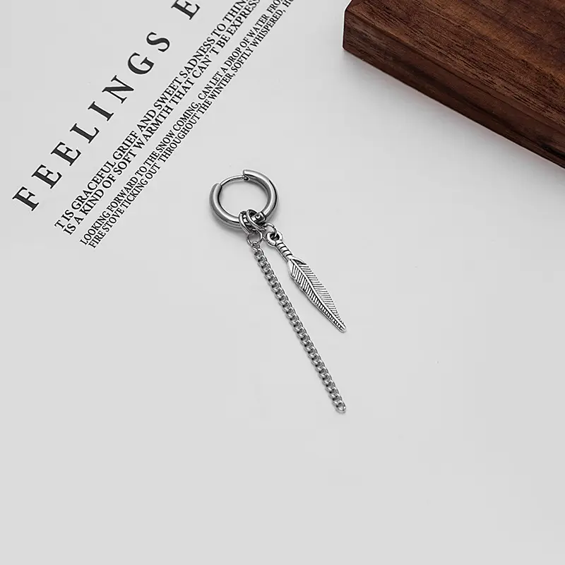 Stainless Steel Punk Tassel Ear Buckle Stud