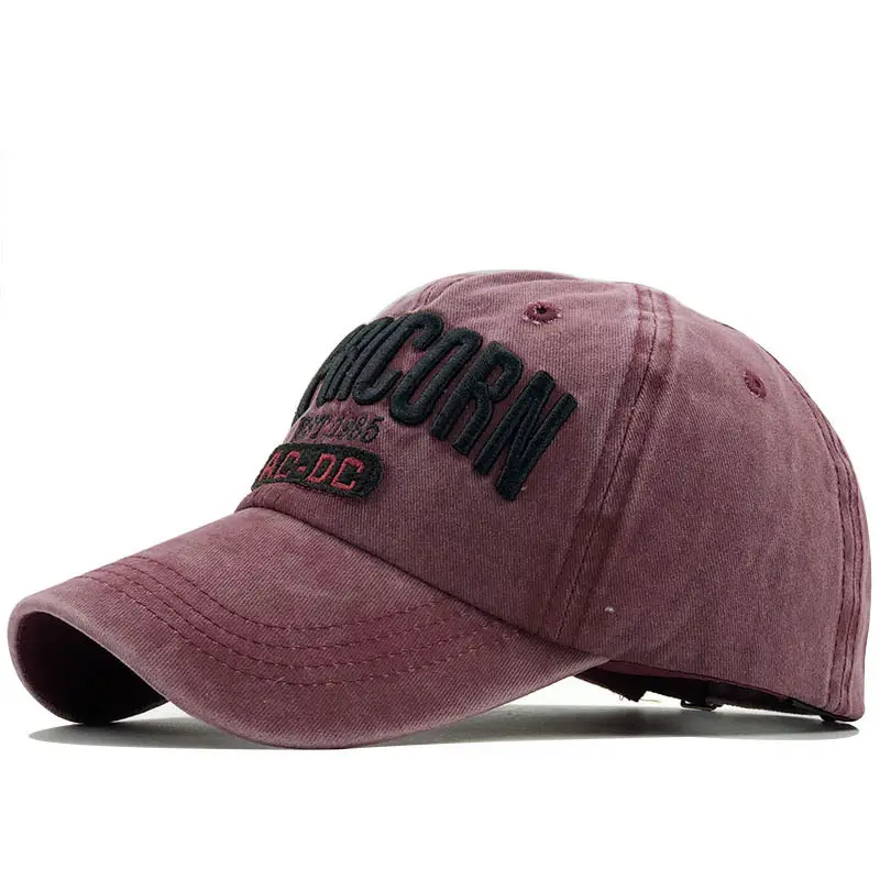 Men's Maroon Washed Letter Baseball Cap - Image 4