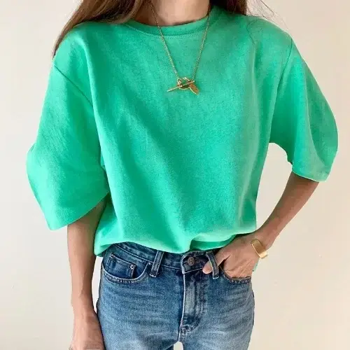 Women White Curved Sleeve T-Shirt Short Sleeve Cotton Spring Summer