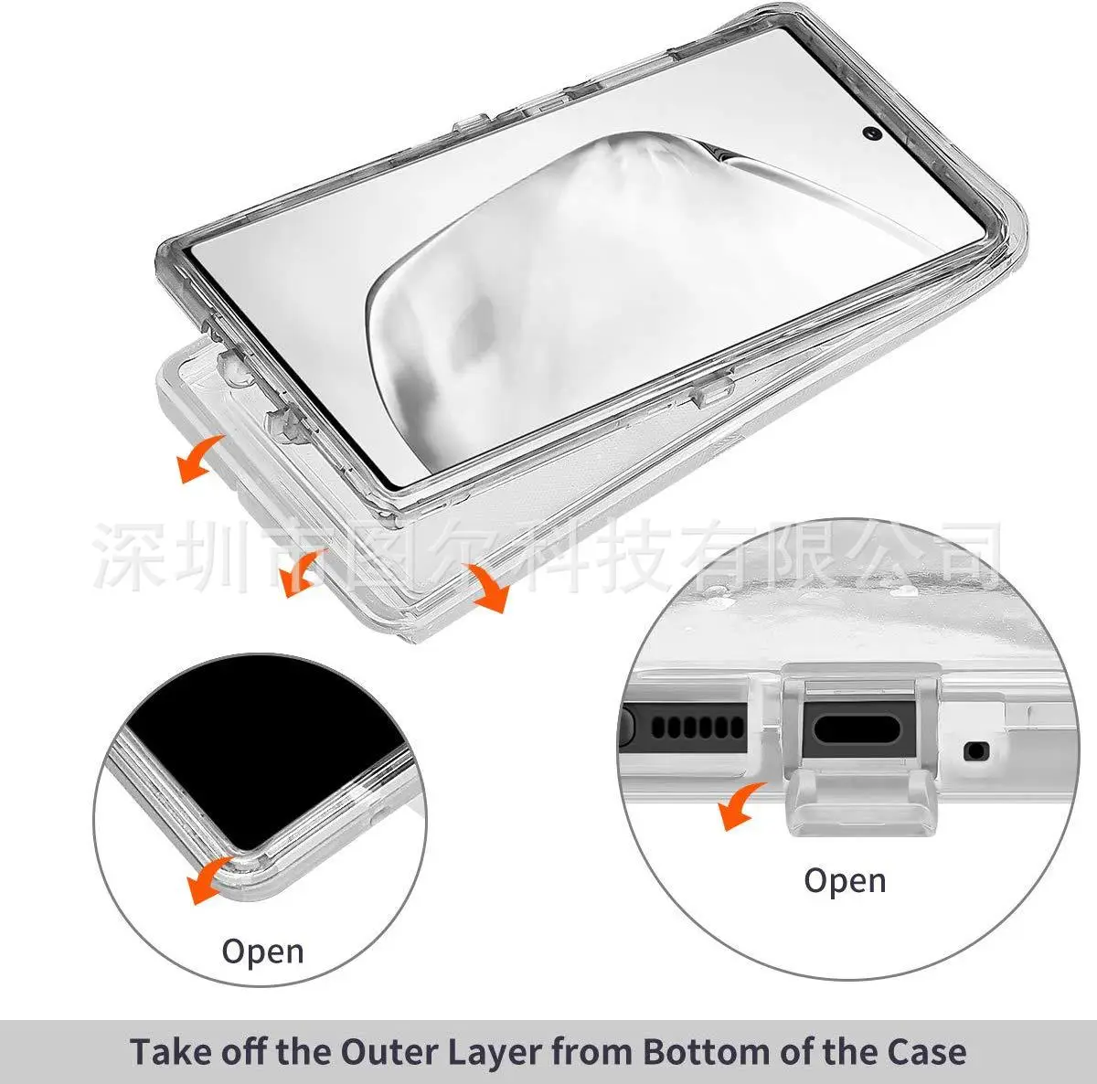 Transparent 3-In-1 Mobile Phone Case with Shock Absorption Design — feature 11