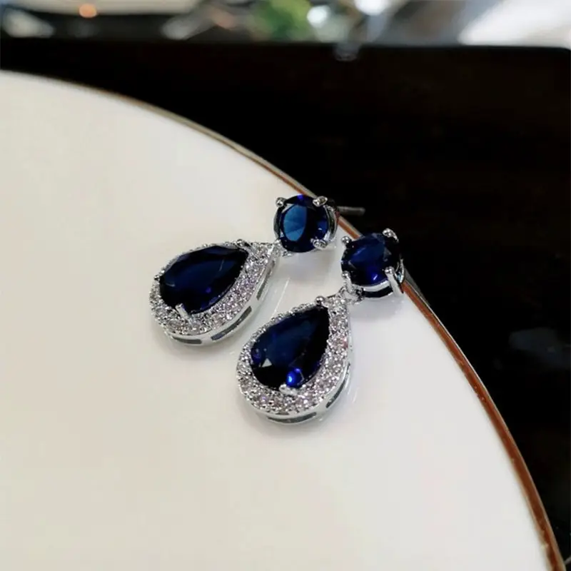 Multicolored Teardrop Earrings for Women Platinum Plated