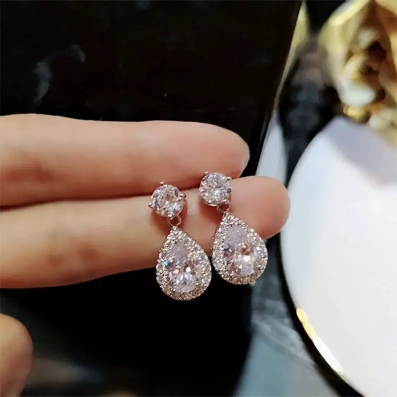 Multicolored Teardrop Earrings for Women Platinum Plated