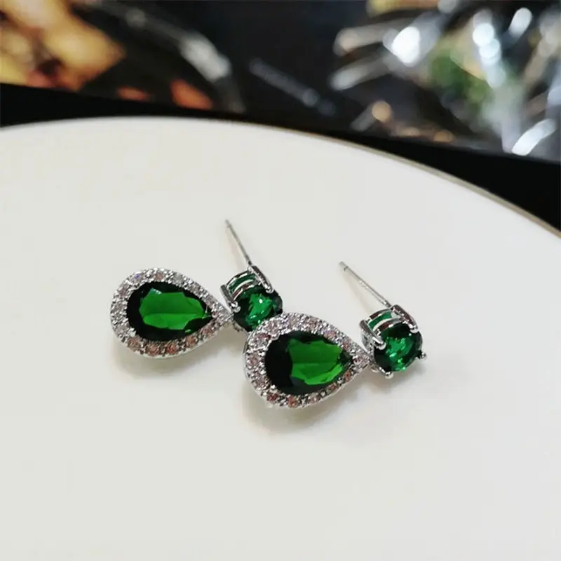 Multicolored Teardrop Earrings for Women Platinum Plated