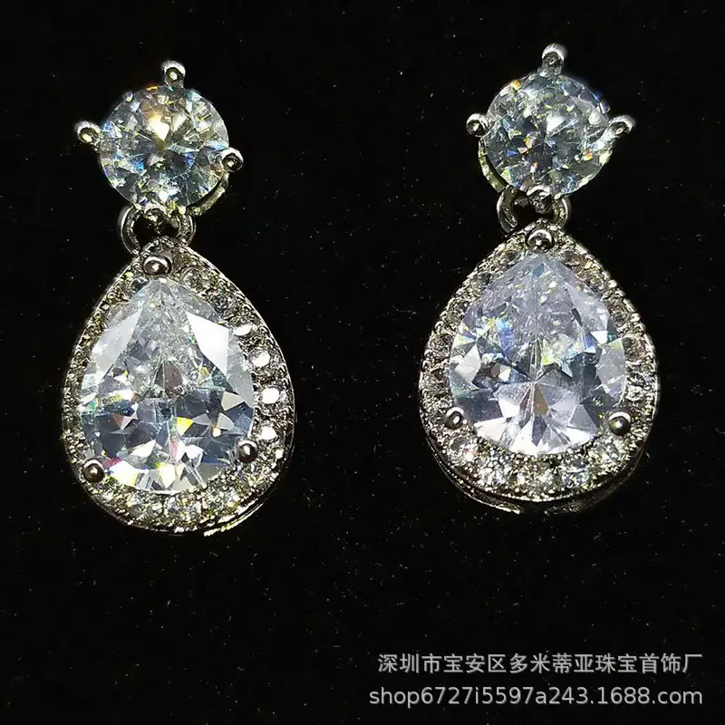 Multicolored Teardrop Earrings for Women Platinum Plated