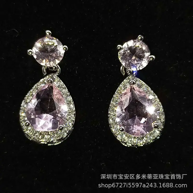 Multicolored Teardrop Earrings for Women Platinum Plated