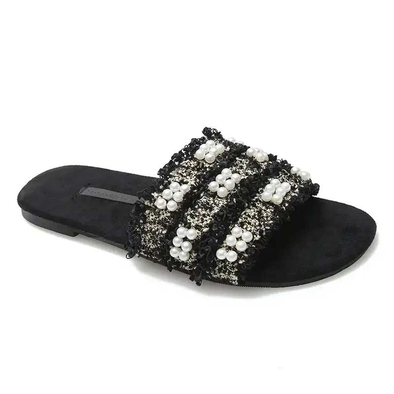 Women's Pearl Embellished Slippers Extra Large 2022