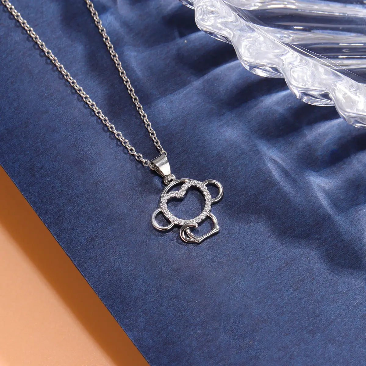 Silver Little Monkey Hollow Collarbone Necklace for Women - Image 2