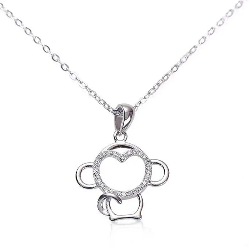 Silver Little Monkey Hollow Collarbone Necklace for Women - Image 5