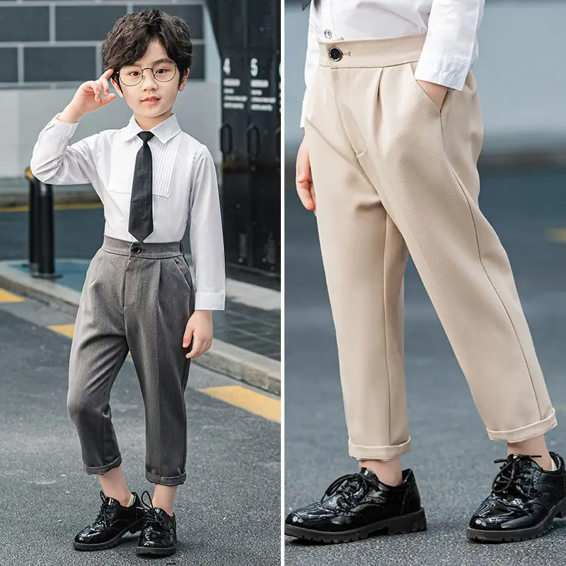 Spring 2023 Boys Grey Pants Set with Cuffed Hems - Image 6
